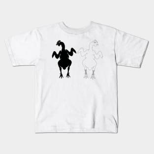 silhouette and line art illustration of a chicken Kids T-Shirt